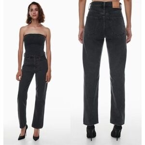 Aritzia Denim Forum The Joni High Rise Loose 32L Jeans Size 27 Black Wash